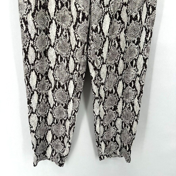 ALC Elijah Python Print Pants Size 2 Brown Ivory Ankle Zip Pull On Preppy Glam - Picture 3 of 12
